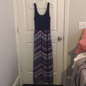 Navy Blue Maxi Dress with Design